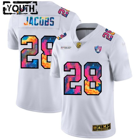 Lasten Las Vegas Raiders NFL Pelipaita Josh Jacobs 28 Nike 2020 Monivärinen Valkoinen
